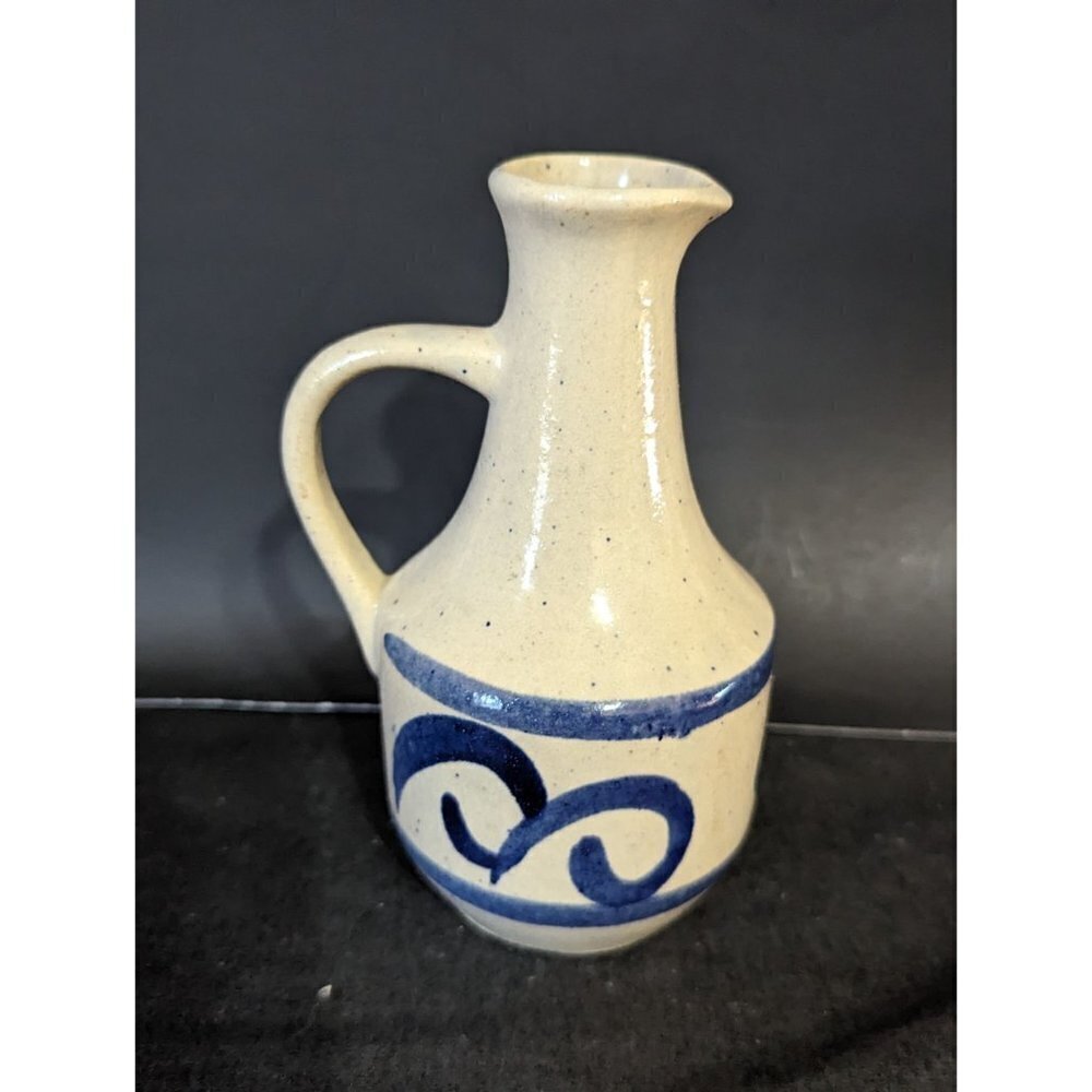 Vintage German Essig Salt Glaze Stoneware Vinegar Cruet Blue Cobalt Hand Painted
